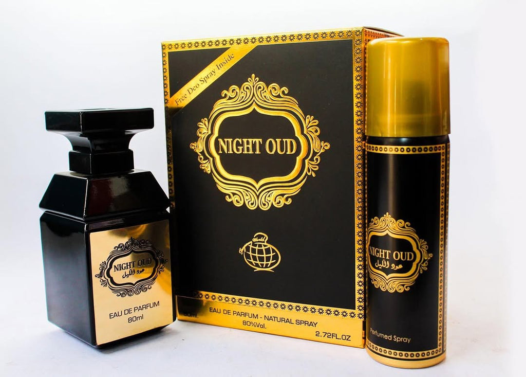 NIGHT OUD Eau De Parfum 80ml by Fragrance World+ Free Deo inside.