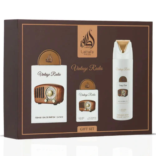 Lattafa Pride Vintage Radio EDP 100ml 3 Piece Gift Set