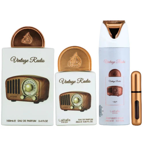 Lattafa Pride Vintage Radio EDP 100ml 3 Piece Gift Set